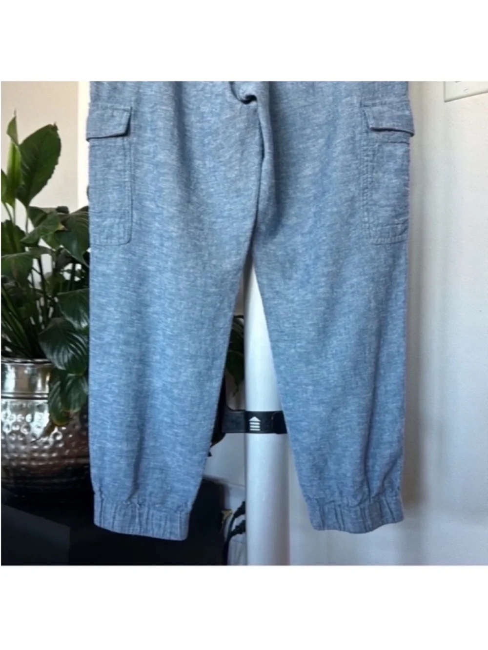 Banana Republic Linen Blend Cargo Style Joggers/pants Sz S Petite Blue